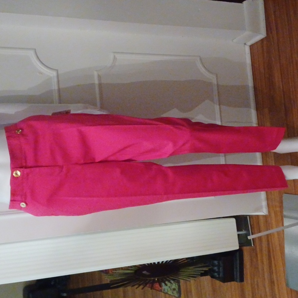 Nwt) Anne Klein_ Sz 8_ Pink Slacks (Beetroot Purple) 98% cotton slim ankle fit